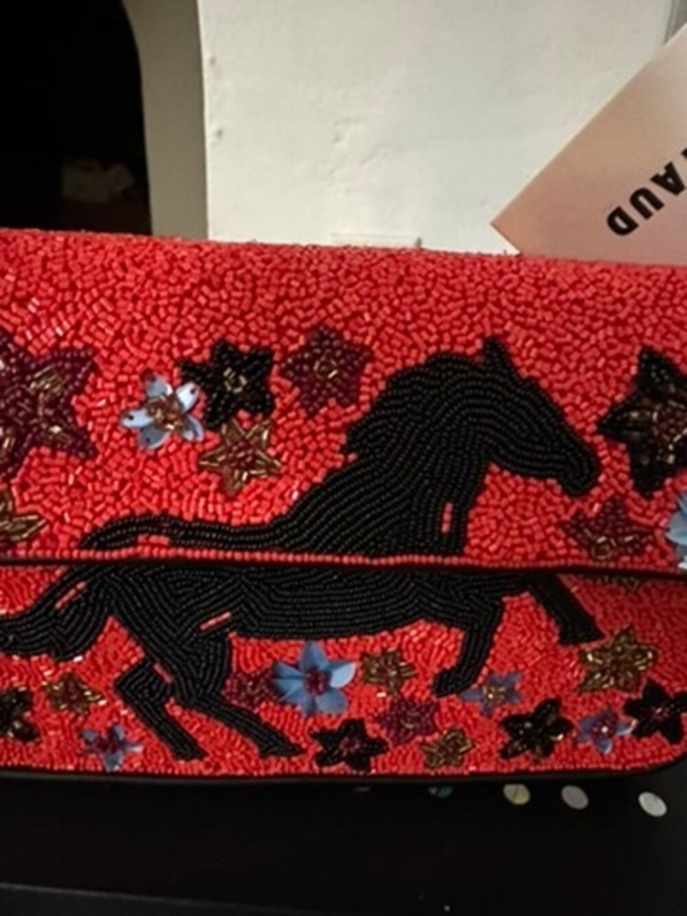 STAUD Tommy Beaded Bag Year of the Horse Red